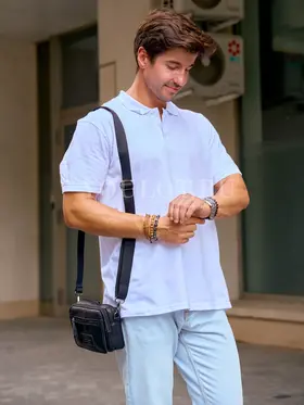 Сумка мужская через плечо, на пояс Ruff Ryder 6545 маленькая кожаная