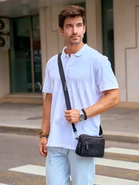 Сумка мужская через плечо, на пояс Ruff Ryder 6545 маленькая кожаная