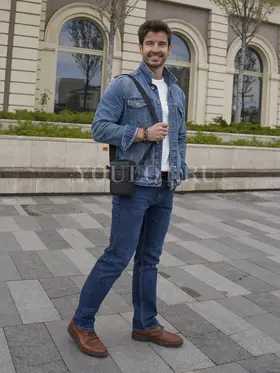 Сумка мужская через плечо, на пояс Ruff Ryder 6605 маленькая из натуральной кожи