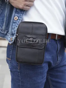 Сумка мужская через плечо, на пояс Ruff Ryder 6605 маленькая из натуральной кожи