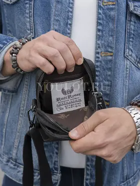 Сумка мужская через плечо, на пояс Ruff Ryder 6605 маленькая из натуральной кожи
