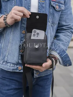 Сумка мужская через плечо, на пояс Ruff Ryder 6605 маленькая из натуральной кожи