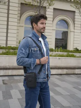 Сумка мужская через плечо, на пояс Ruff Ryder 6605 маленькая из натуральной кожи