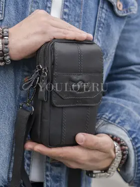 Сумка мужская через плечо, на пояс Ruff Ryder 6605 маленькая из натуральной кожи