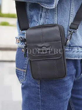 Сумка мужская через плечо, на пояс Ruff Ryder 6605 маленькая из натуральной кожи