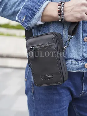 Сумка мужская через плечо, на пояс Ruff Ryder 6606 маленькая из натуральной кожи