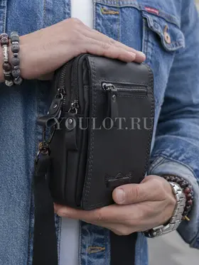 Сумка мужская через плечо, на пояс Ruff Ryder 6606 маленькая из натуральной кожи