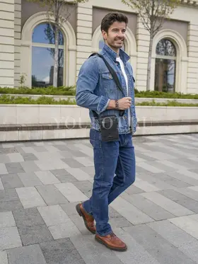 Сумка мужская через плечо, на пояс Ruff Ryder 6606 маленькая из натуральной кожи