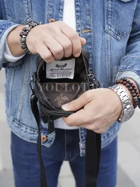 Сумка мужская через плечо, на пояс Ruff Ryder 6606 маленькая из натуральной кожи