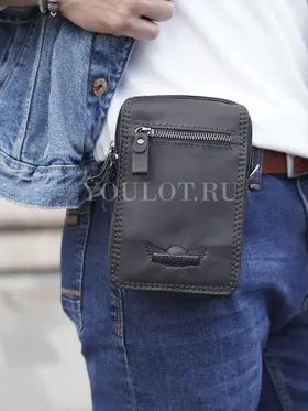 Сумка мужская через плечо, на пояс Ruff Ryder 6606 маленькая из натуральной кожи