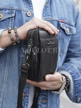 Сумка мужская через плечо, на пояс Ruff Ryder 6607 маленькая из натуральной кожи