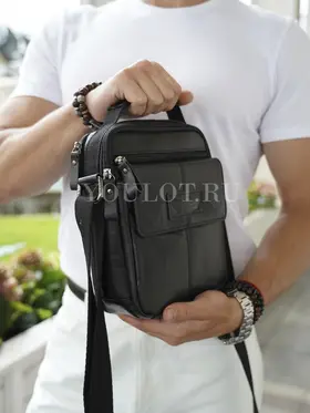 Сумка мужская через плечо кожаная Ruff Ryder 9071 с ручкой и ремнем