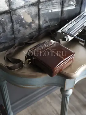 Сумка мужская через плечо Ryff Ryder 9074-1, барсетка кожаная коричневая