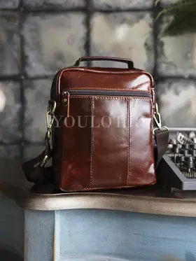 Сумка мужская через плечо Ryff Ryder 9074-1, барсетка кожаная коричневая