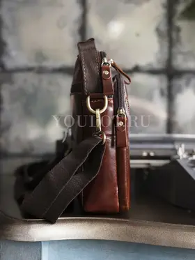 Сумка мужская через плечо Ryff Ryder 9074-1, барсетка кожаная коричневая