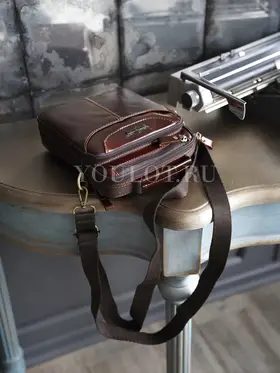 Сумка мужская через плечо Ryff Ryder 9074-1, барсетка кожаная коричневая