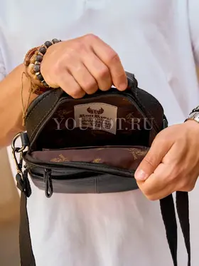 Сумка через плечо, барсетка из натуральной кожи Ryff Ryder 9074 черная