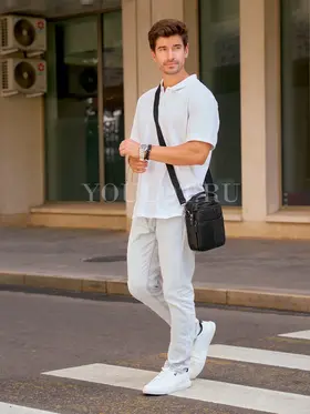 Сумка через плечо, барсетка из натуральной кожи Ryff Ryder 9074 черная