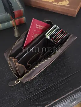 Клатч мужской Briefcase 9018 с одной молнией из натуральной кожи, кошелек - портмоне