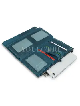 Кошелек женский Briefcase C2156 кожаный для денег и документов синий