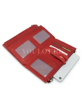 Кошелек женский Briefcase C2156 для документов из натуральной кожи красный