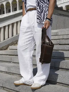 Сумка бананка мужская через плечо Ruff Ryder 1395-1 из натуральной кожи коричневая