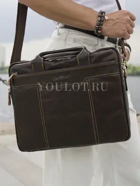 Кожаный портфель мужской Ruff Ryder 1811-1 с ремнем через плечо