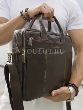 Кожаный портфель мужской Ruff Ryder 1811-1 с ремнем через плечо