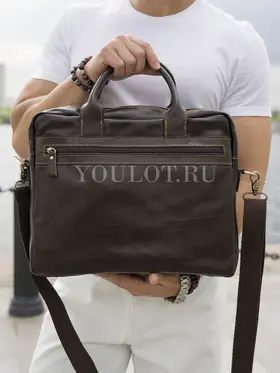 Кожаный портфель мужской Ruff Ryder 1811-1 с ремнем через плечо