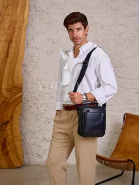 Сумка мужская через плечо из натуральной кожи комфорт Ruff Ryder 1861