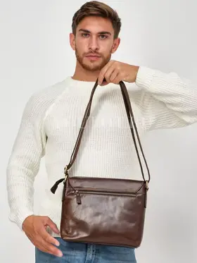 Кожаная сумка мужская через плечо Ryff Ryder 4051 универсальный дизайн