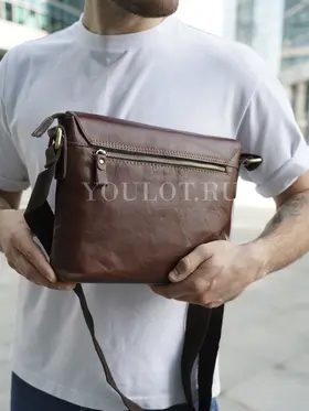 Кожаная мужская сумка через плечо универсальная Ryff Ryder 4051