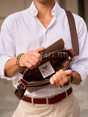 Кожаная сумка мужская Ryff Ryder 4052-2 через плечо среднего размера Old Money