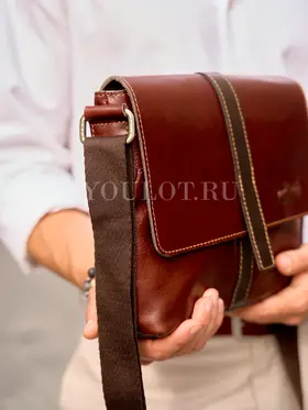 Кожаная сумка мужская Ryff Ryder 4052-2 через плечо среднего размера Old Money