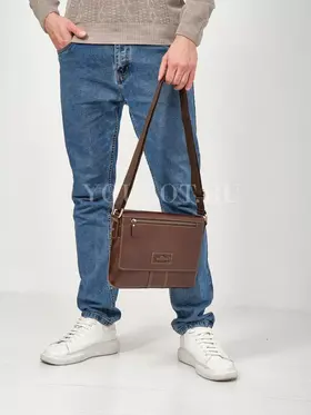 Сумка мужская кожаная с регулируемым ремнём Ryff Ryder 4053