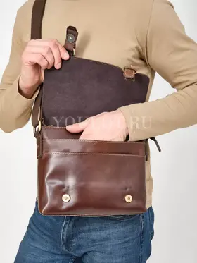 Сумка мужская через плечо Ryff Ryder 4059 кожаная на застежках