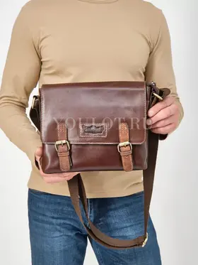 Сумка мужская через плечо Ryff Ryder 4059 кожаная на застежках