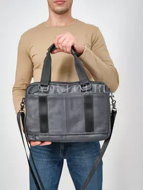 Дорожная сумка мужская Ruff Ryder 4071-1 из натуральной кожи черная
