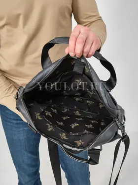 Дорожная сумка мужская Ruff Ryder 4071-1 из натуральной кожи черная