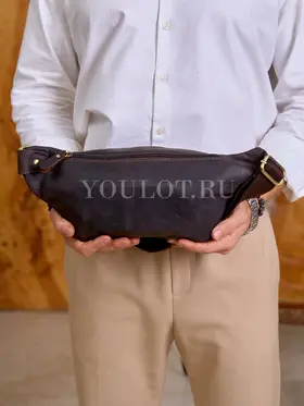 Кожаная бананка мужская Ruff Ryder 4338 из натуральной кожи коричневая