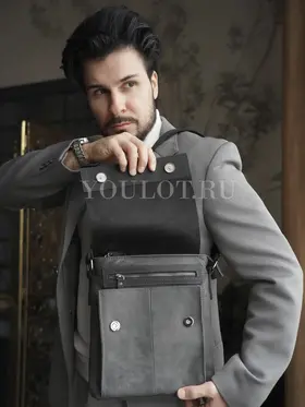 Сумка мужская через плечо Ruff Ryder 4466-1 натуральная кожа классика