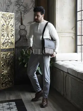 Кожаная сумка мужская Ruff Ryder 4466 с плечевым ремнём