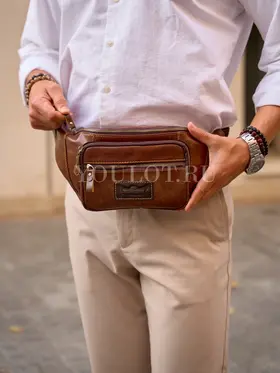 Бананка на плечо мужская Ruff Ryder 7143, сумка через плечо, на пояс кожаная