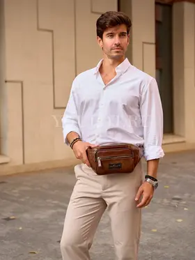 Бананка на плечо мужская Ruff Ryder 7143, сумка через плечо, на пояс кожаная