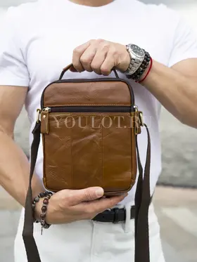 Кожаная сумка мужская через плечо высокого качества Ryff Ryder 9069-1