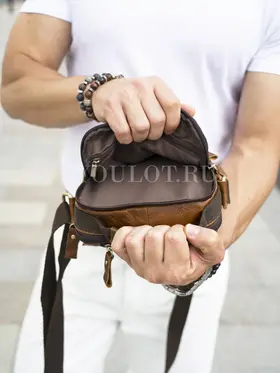 Кожаная сумка мужская через плечо высокого качества Ryff Ryder 9069-1