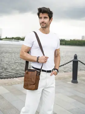 Кожаная сумка мужская через плечо высокого качества Ryff Ryder 9069-1