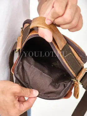 Кожаная мужская сумка на плечо Ryff Ryder 9069 светло-коричневая