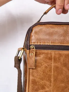 Кожаная мужская сумка на плечо Ryff Ryder 9069 светло-коричневая