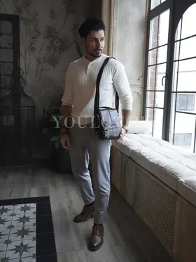 Кожаная сумка мужская Ryff Ryder 9070 для документов и телефона